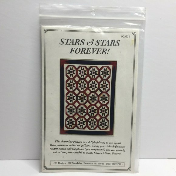 Stars And Stars Forever CM Designs #CM21 Quilt Craft Pattern Kit 47"x53" 59"x81" - Picture 3 of 6